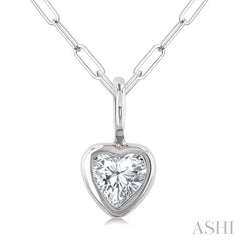 ASHI Heart Shape Bezel Set Paperclip Diamond Fashion Pendant 918F7PPFGPDWG-HT