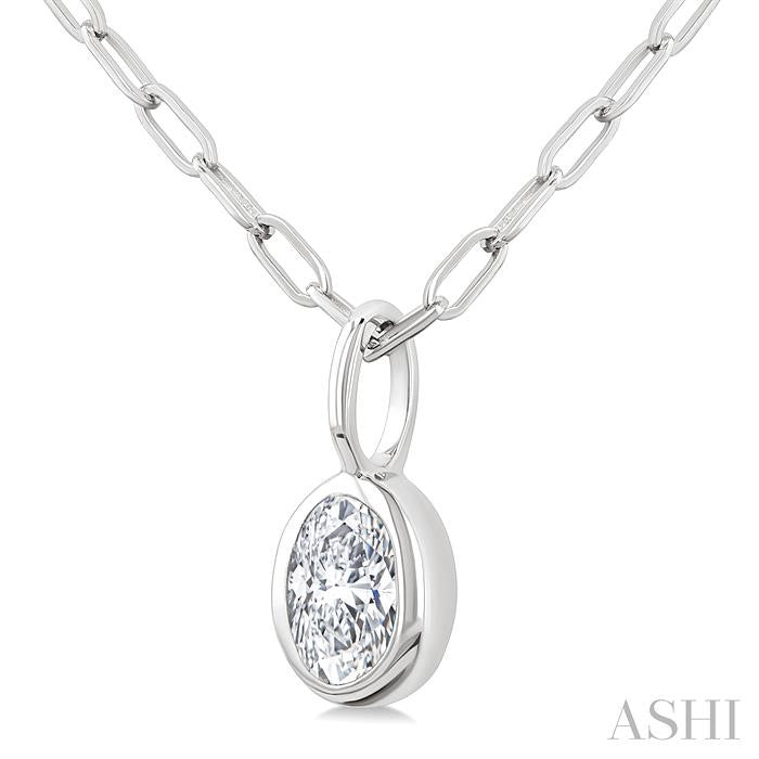 ASHI Oval Shape Bezel Set Paperclip Diamond Fashion Pendant 918F7PPFGPDWG-OV