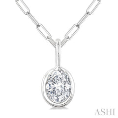 ASHI Oval Shape Bezel Set Paperclip Diamond Fashion Pendant 918F7PPFGPDWG-OV
