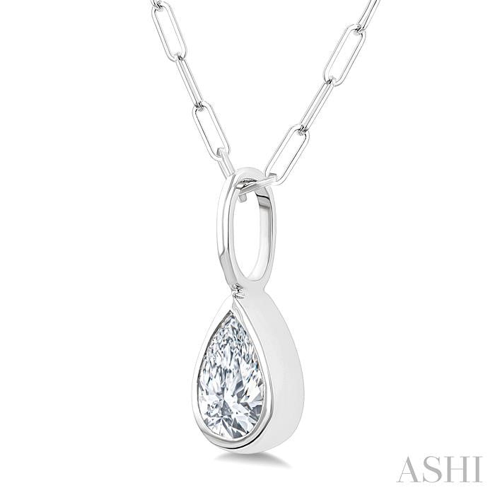 ASHI Pear Shape Bezel Set Paperclip Diamond Fashion Pendant 918F7PPFGPDWG-PR