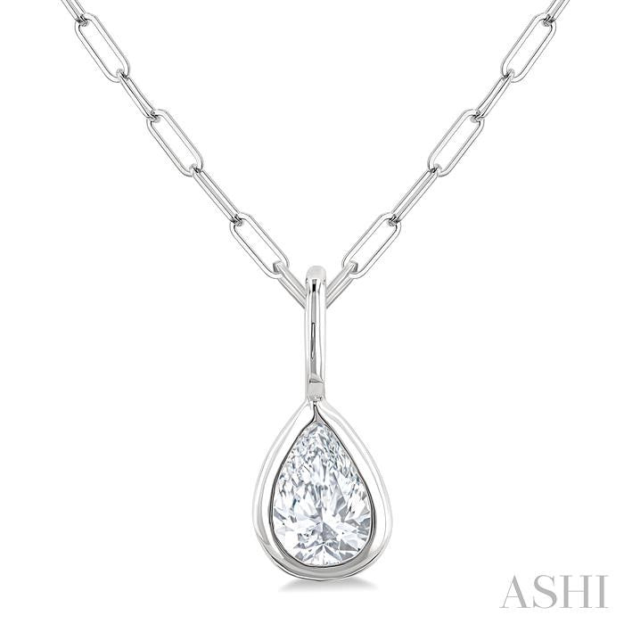ASHI Pear Shape Bezel Set Paperclip Diamond Fashion Pendant 918F7PPFGPDWG-PR