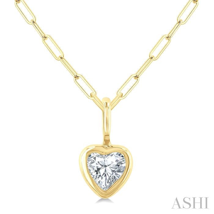 ASHI Heart Shape Bezel Set Paperclip Diamond Fashion Pendant 918F7PPFGPDYG-HT