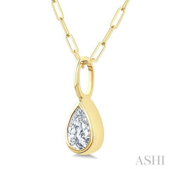 ASHI Pear Shape Bezel Set Paperclip Diamond Fashion Pendant 918F7PPFGPDYG-PR
