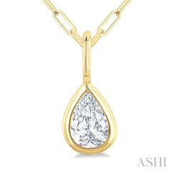 ASHI Pear Shape Bezel Set Paperclip Diamond Fashion Pendant 918F7PPFGPDYG-PR