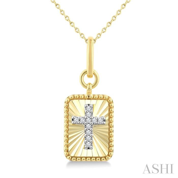 ASHI Rectangular Cross Fluted Diamond Fashion Pendant 918H9PPTGPDYW