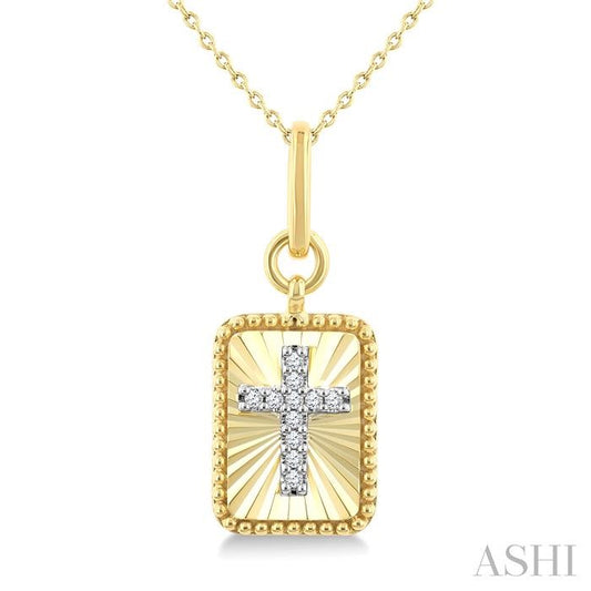 ASHI Rectangular Cross Fluted Diamond Fashion Pendant 918H9PPTGPDYW