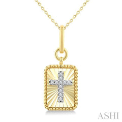 ASHI Rectangular Cross Fluted Diamond Fashion Pendant 918H9PPTGPDYW