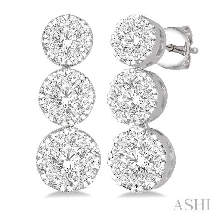 ASHI Round Shape Past Present & Future Lovebright Essential Diamond Earrings 919A1PPFGERWG