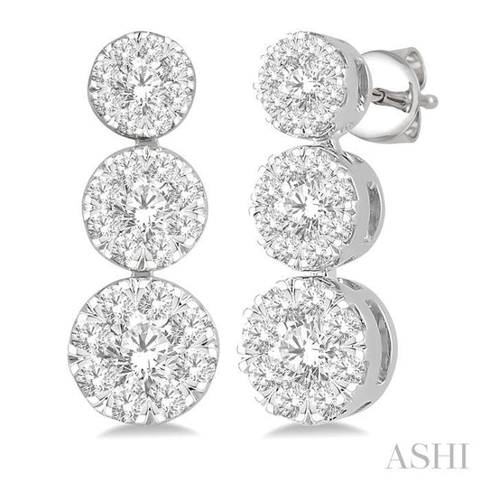 ASHI Round Shape Past Present & Future Lovebright Essential Diamond Earrings 919A2PPFGERWG