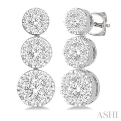 ASHI Round Shape Past Present & Future Lovebright Essential Diamond Earrings 919A2PPFGERWG