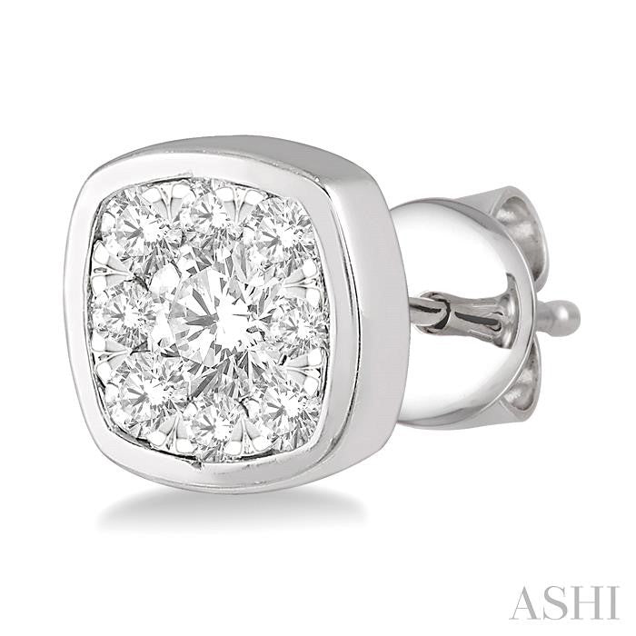 ASHI Cushion Shape Lovebright Essential Diamond Stud Earrings 919B2PPFHERWG