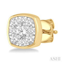 ASHI Cushion Shape Bezel Set Lovebright Essential Diamond Stud Earrings 919B3PPFGERYW
