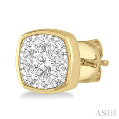 ASHI Cushion Shape Bezel Set Lovebright Essential Diamond Stud Earrings 919B5PPFGERYW