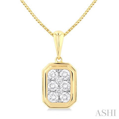 ASHI Emerald Shape Bezel Set Lovebright Diamond Fashion Pendant 919C5PPFGPDYW-OC