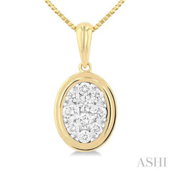 ASHI Oval Shape Bezel Set Lovebright Diamond Fashion Pendant 919C5PPFGPDYW-OV