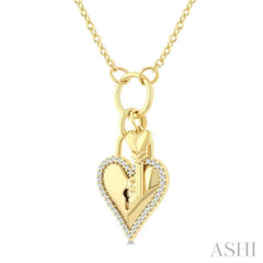 ASHI Heart Lock & Key Charm Diamond Fashion Pendant 919G8PPTGPDYG