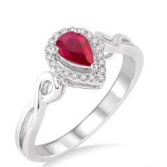 Parkplace Jewelers Pear Shape Gemstone & Halo Diamond Ring 40948PPTSRBWG