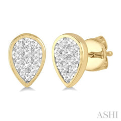 ASHI Pear Shape Bezel Set Lovebright Essential Diamond Stud Earrings 920B3PPFGERYW
