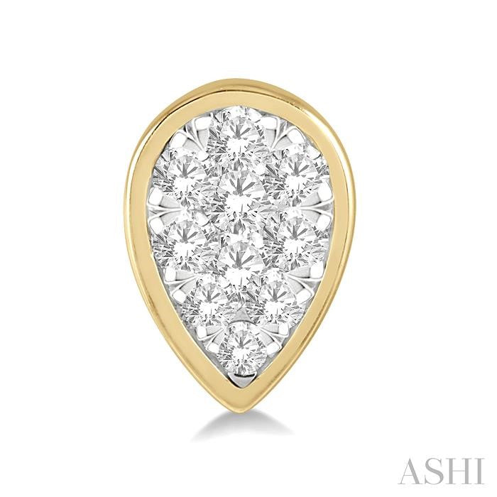 ASHI Pear Shape Bezel Set Lovebright Essential Diamond Stud Earrings 920B3PPFGERYW