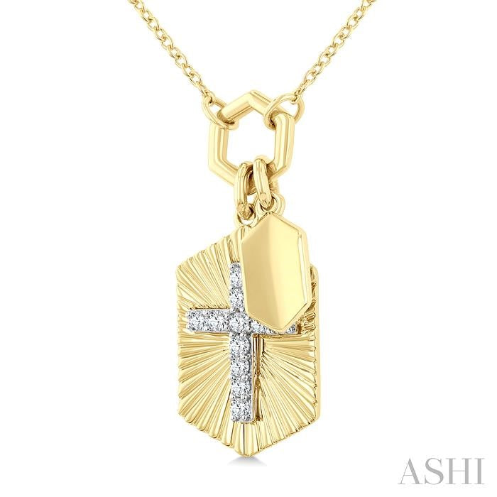 ASHI Cross Charm Fluted Diamond Fashion Pendant 920G8PPTGPDYW