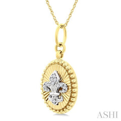 ASHI Oval Fleur De Lis Fluted Diamond Fashion Pendant 920H9PPTGPDYW
