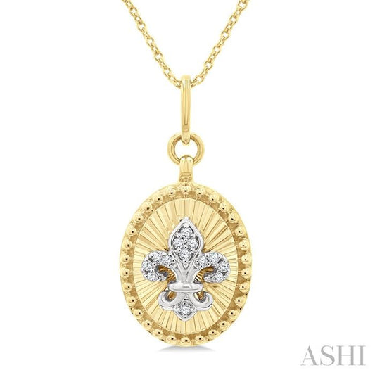 ASHI Oval Fleur De Lis Fluted Diamond Fashion Pendant 920H9PPTGPDYW