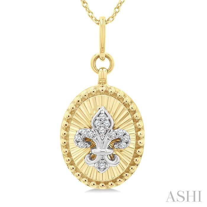 ASHI Oval Fleur De Lis Fluted Diamond Fashion Pendant 920H9PPTGPDYW