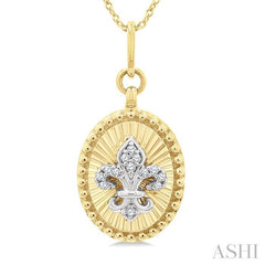 ASHI Oval Fleur De Lis Fluted Diamond Fashion Pendant 920H9PPTGPDYW