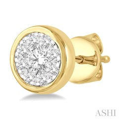 ASHI Round Shape Bezel Set Lovebright Essential Diamond Stud Earrings 921B5PPFGERYW