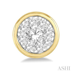 ASHI Round Shape Bezel Set Lovebright Essential Diamond Stud Earrings 921B5PPFGERYW