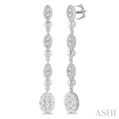 ASHI Oval Shape Lovebright Diamond Long Earrings 922B3PPFGERWG-OV