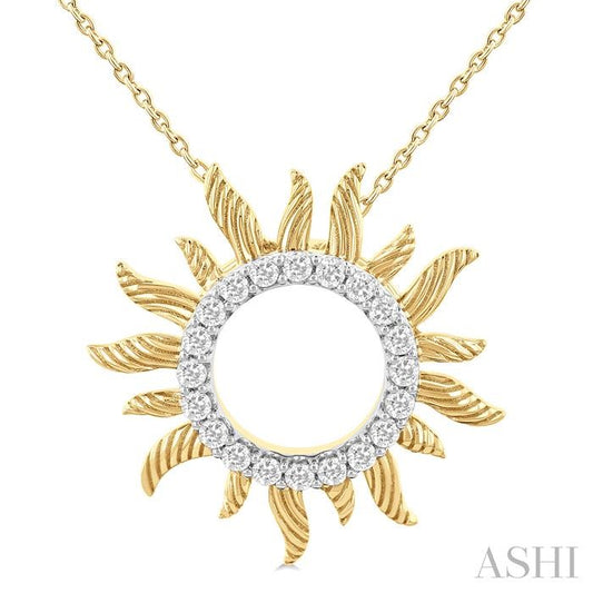 ASHI Sunburst Fluted Diamond Fashion Pendant 922F6PPFGPDYG