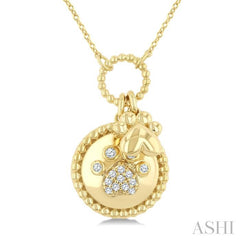 ASHI Dog Paw Charm Diamond Fashion Pendant 922G8PPTGPDYG