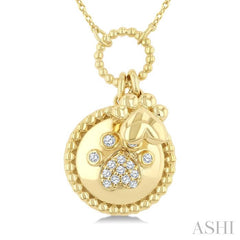ASHI Dog Paw Charm Diamond Fashion Pendant 922G8PPTGPDYG