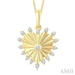 ASHI Heart Fluted Diamond Fashion Pendant 923G7PPTGPDYG-HT