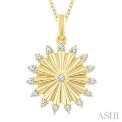 ASHI Circle Fluted Diamond Fashion Pendant 923G7PPTGPDYG-RD