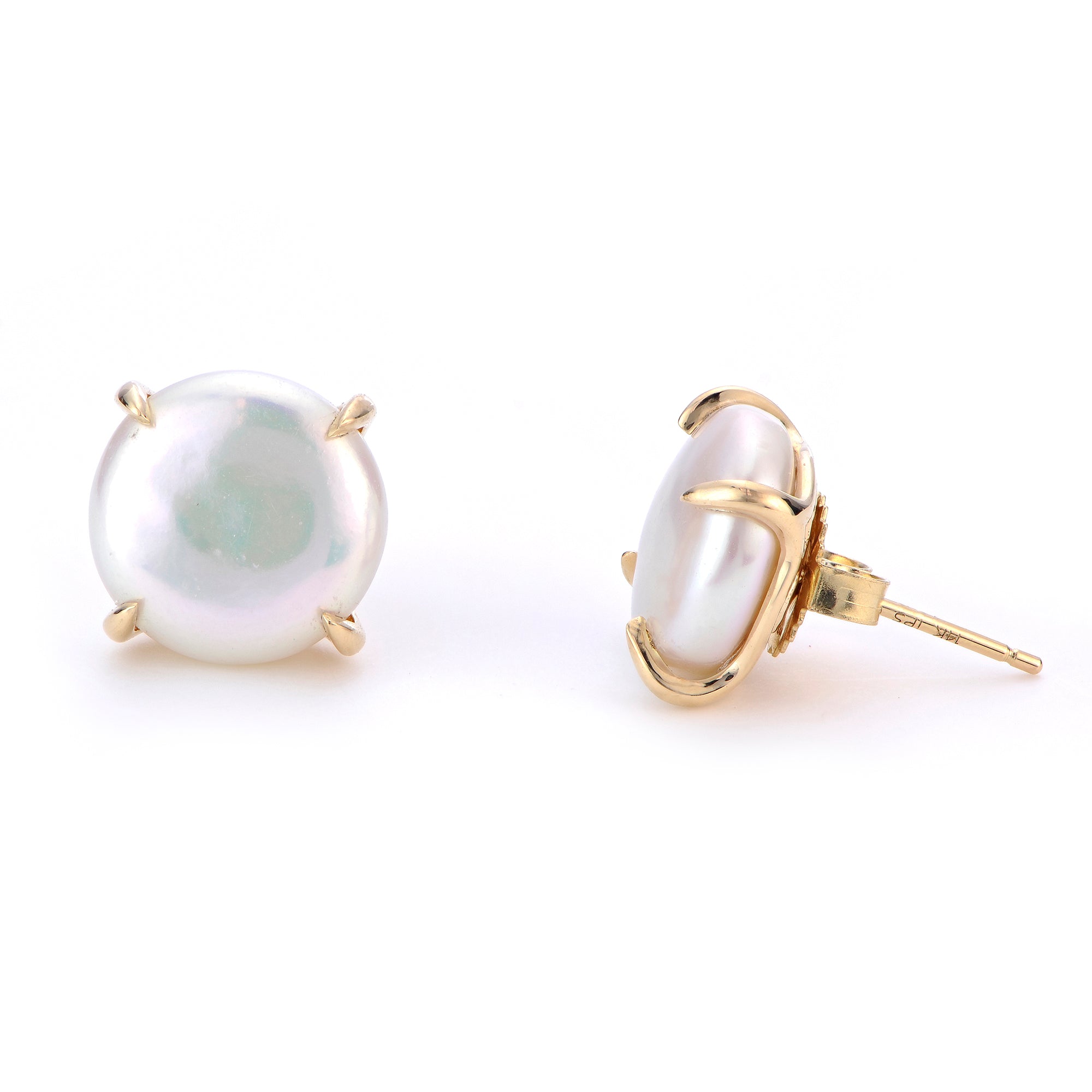 Parkplace Pearls 14KT Yellow Gold Freshwater Coin Pearl Earring 924002