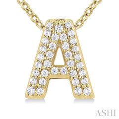 ASHI Bubble 'A' Initial Diamond Pendant 924F8PPTSPDYG-A