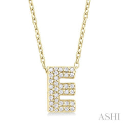 ASHI Bubble 'E' Initial Diamond Pendant 924F8PPTSPDYG-E