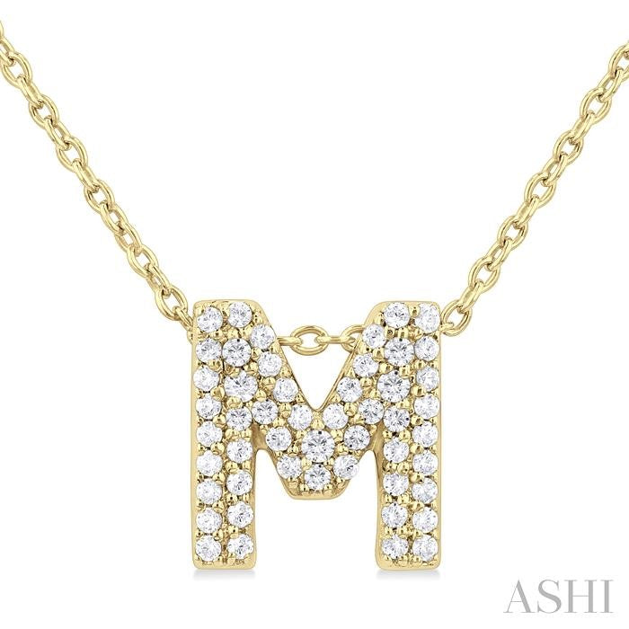ASHI Bubble 'M' Initial Diamond Pendant 924F8PPTSPDYG-M