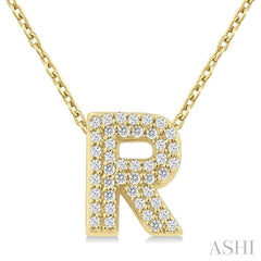 ASHI Bubble 'R' Initial Diamond Pendant 924F8PPTSPDYG-R