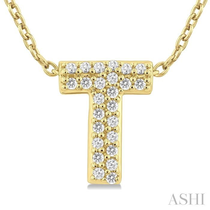 ASHI Bubble 'T' Initial Diamond Pendant 924F9PPTSPDYG-T