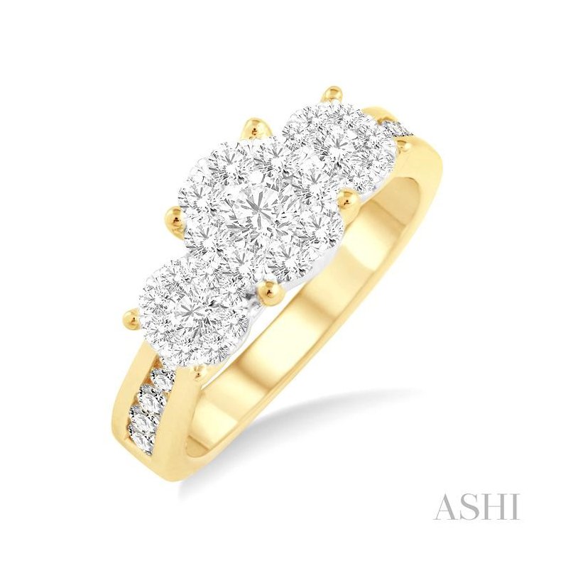 ASHI Round Shape Past Present & Future Lovebright Essential Diamond Ring 36911PPFGYW