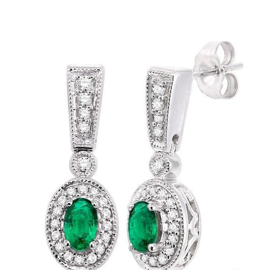 Parkplace Jewelers Oval Shape Gemstone & Halo Diamond Earrings 58345PPFNEREMWG