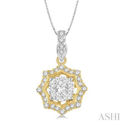 ASHI Round Shape Halo Lovebright Diamond Fashion Pendant 926A6PPFGPDWY