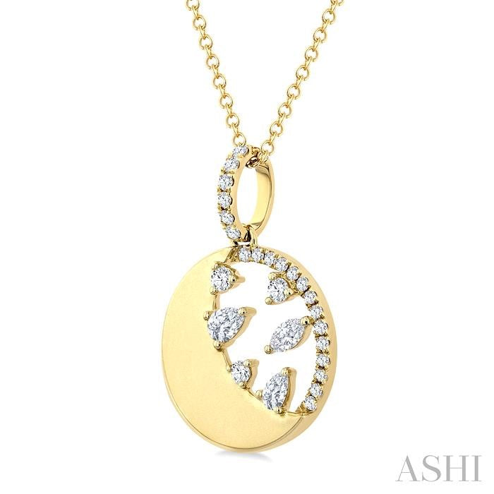 ASHI Circle Half Moon Diamond Fashion Pendant 927F4PPFGPDYG