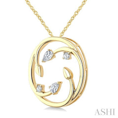 ASHI Circle Diamond Leaf Pendant 927H6PPFGPDYG
