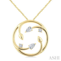 ASHI Circle Diamond Leaf Pendant 927H6PPFGPDYG