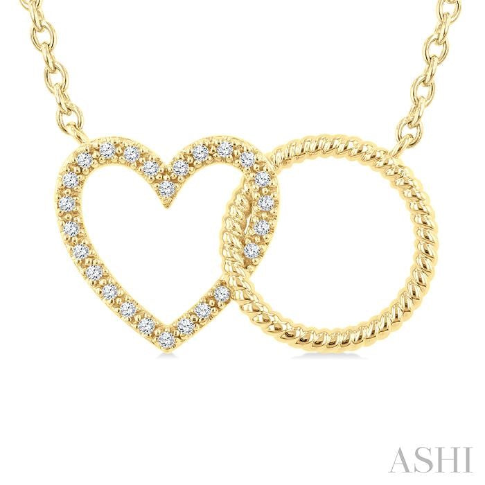 ASHI Heart Circle Interlock Petite Diamond Fashion Pendant 928G8PPTSPDYG-HT