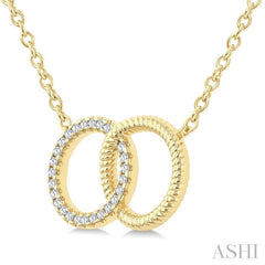 ASHI Circle Interlock Petite Diamond Fashion Pendant 928G8PPTSPDYG-RD
